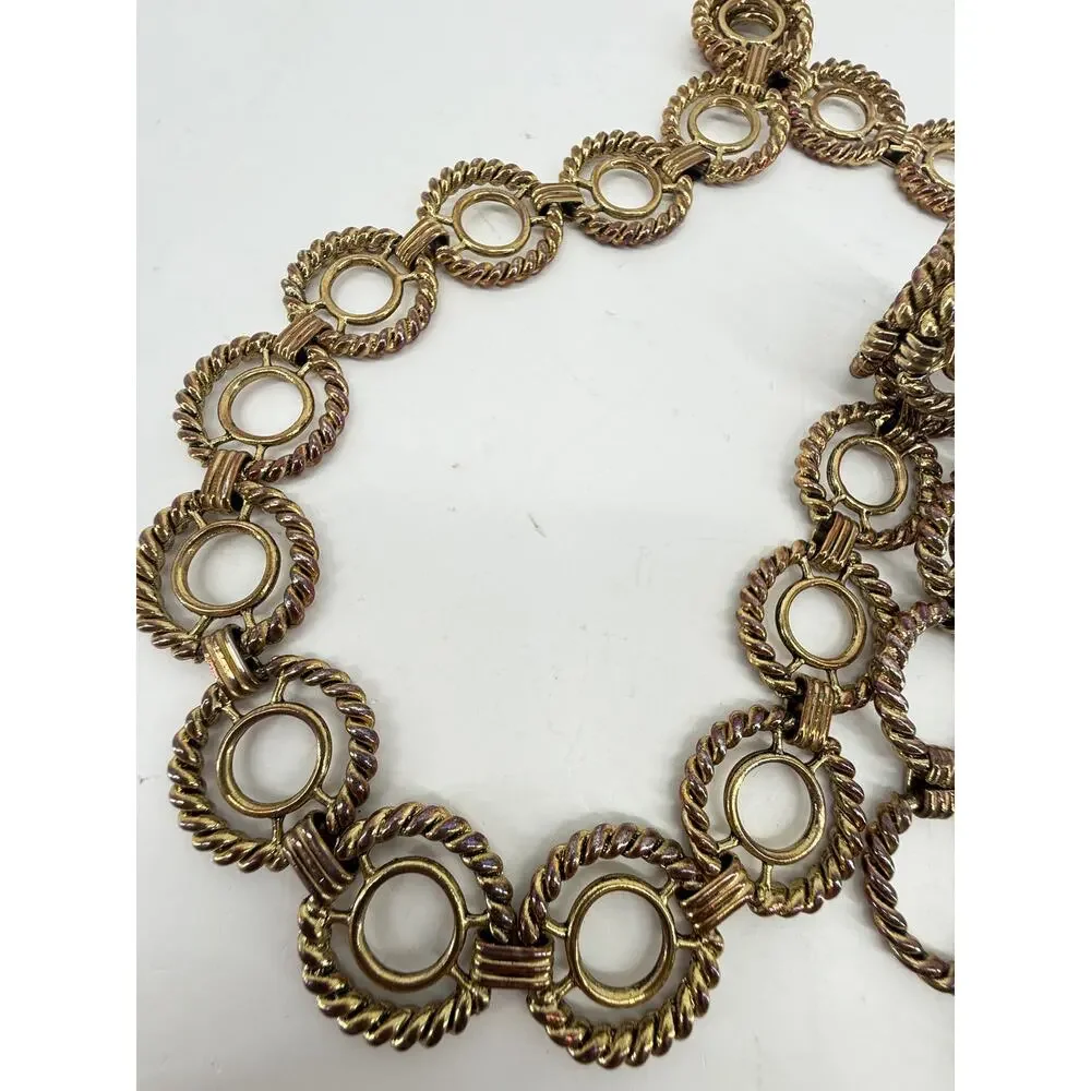 Gold Tone Circle Link Chain Belt Adjustable Boho Statement Waist Belt 41 Inch